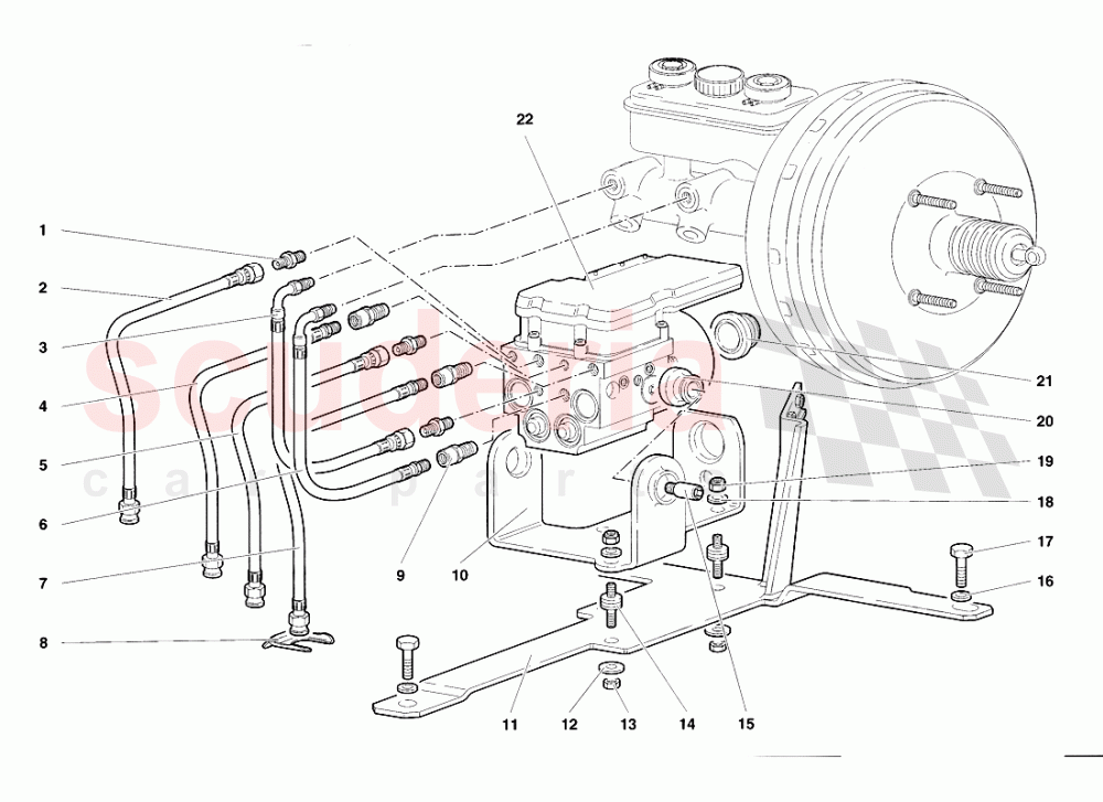 Electrohydraulic ABS ECU of Lamborghini Lamborghini Diablo VT Roadster (1998-2000)