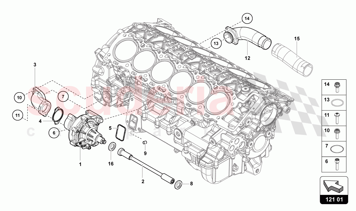 COOLANT PUMP of Lamborghini Lamborghini Aventador LP780 Ultimae