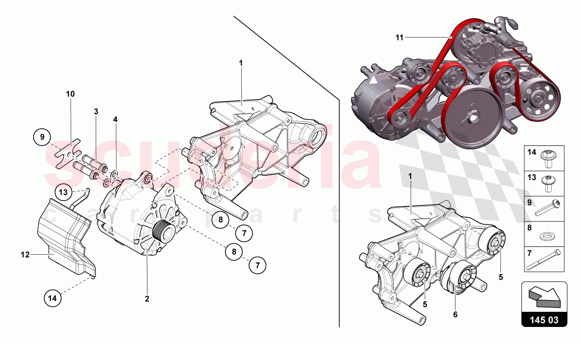 ALTERNATOR AND SINGLE PARTS of Lamborghini Lamborghini Aventador LP780 Ultimae