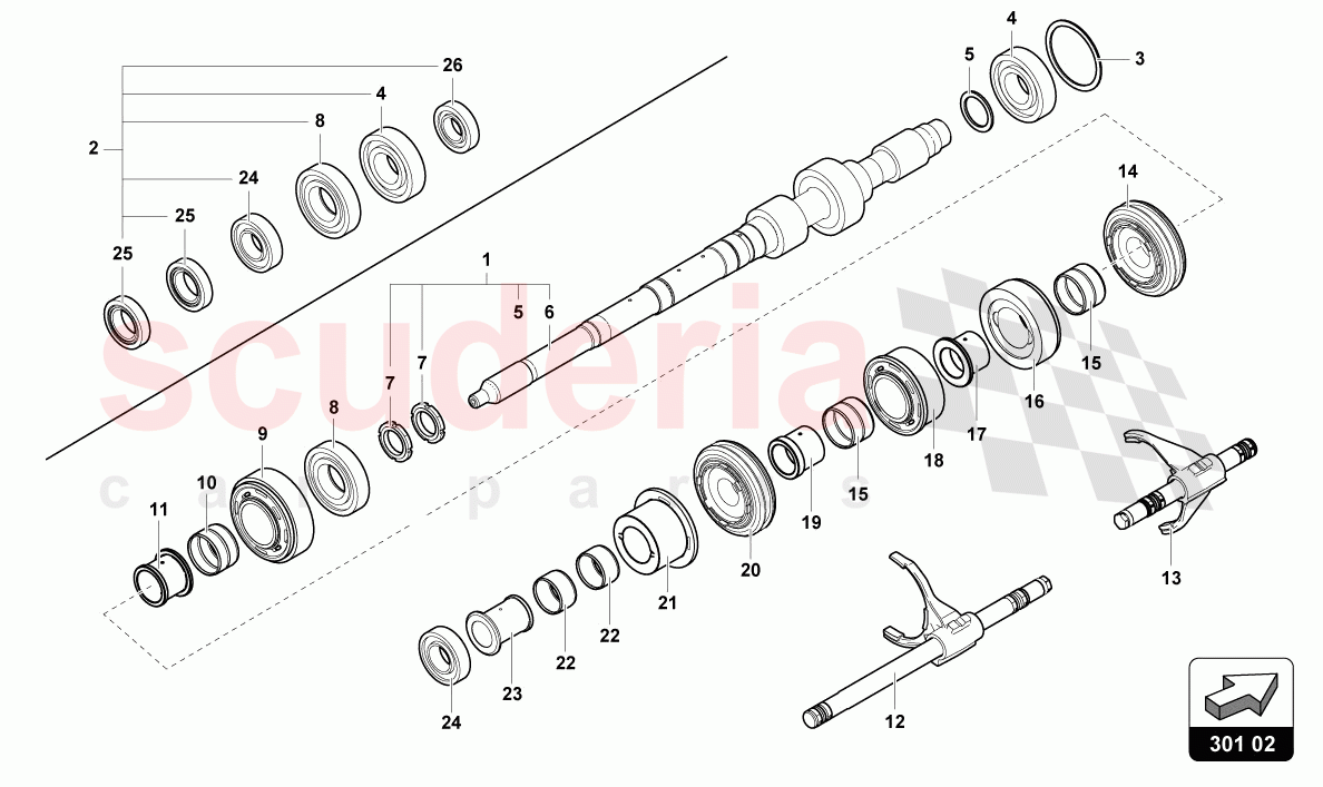 REDUCTION GEARBOX SHAFT of Lamborghini Lamborghini Aventador LP780 Ultimae