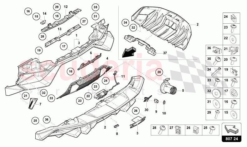 BUMPER, COMPLETE REAR of Lamborghini Lamborghini Aventador LP780 Ultimae