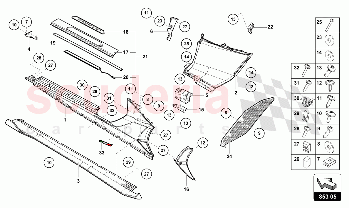 LOWER EXTERNAL SIDE MEMBER FOR WHEEL HOUSING of Lamborghini Lamborghini Aventador LP780 Ultimae