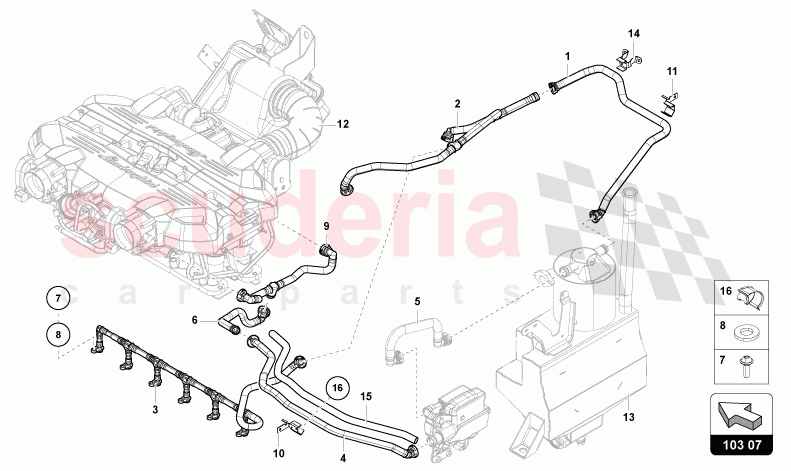 VENTILATION FOR CYLINDER HEAD COVER FROM VIN CLA00325 of Lamborghini Lamborghini Aventador LP780 Ultimae Roadster