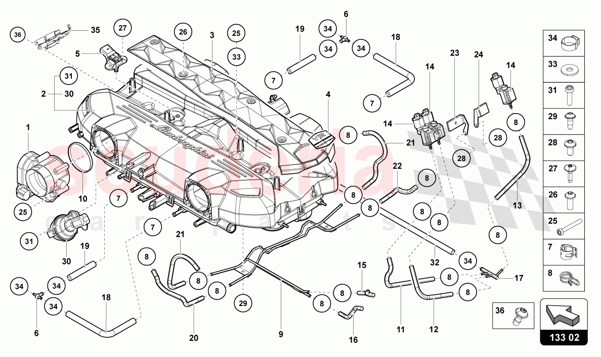 INTAKE MANIFOLD of Lamborghini Lamborghini Aventador LP780 Ultimae Roadster
