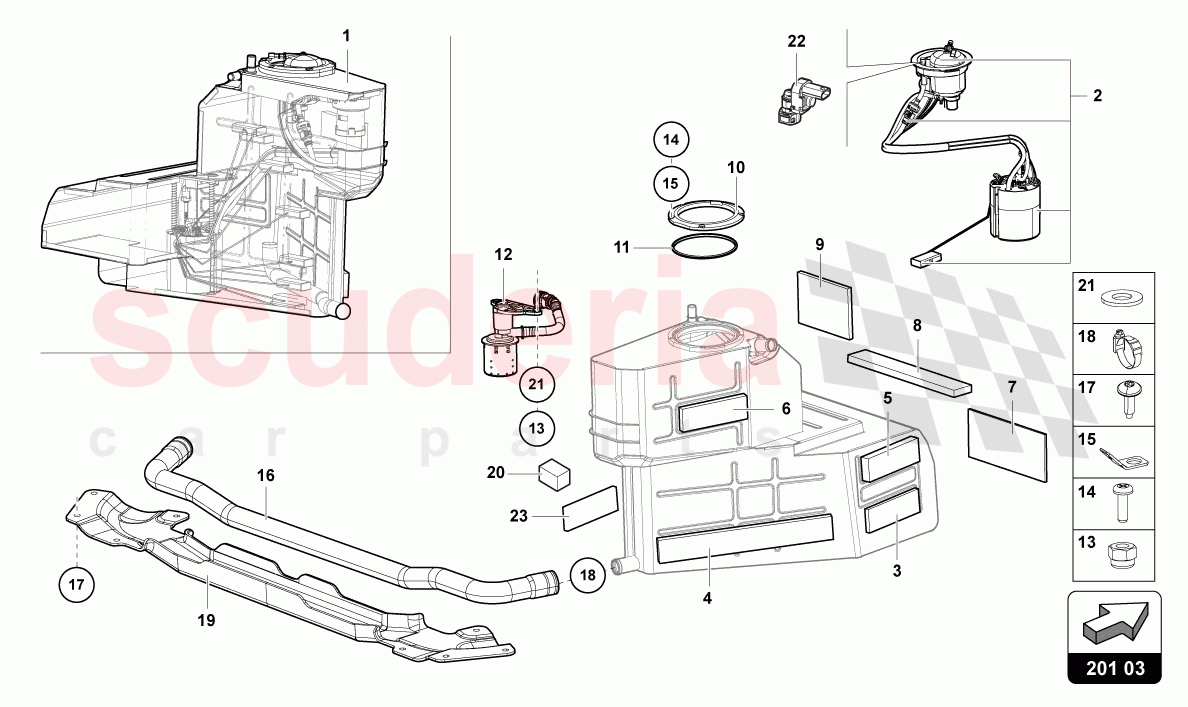 FUEL TANK RIGHT of Lamborghini Lamborghini Aventador LP780 Ultimae Roadster