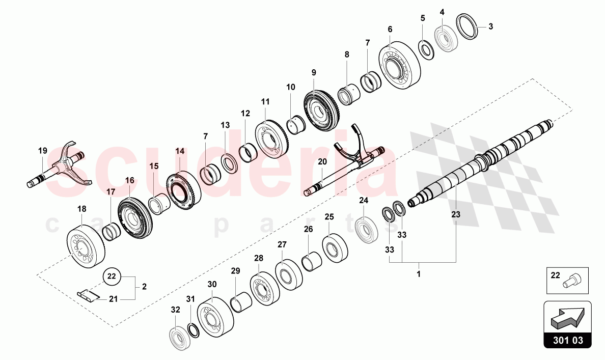 REDUCTION GEARBOX SHAFT of Lamborghini Lamborghini Aventador LP780 Ultimae Roadster