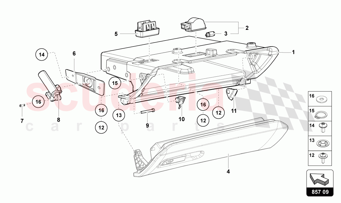 GLOVE COMPARTMENT of Lamborghini Lamborghini Aventador LP780 Ultimae Roadster