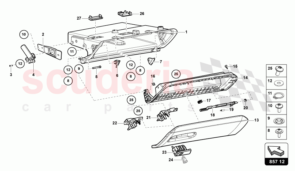 GLOVE BOX of Lamborghini Lamborghini Aventador LP780 Ultimae Roadster