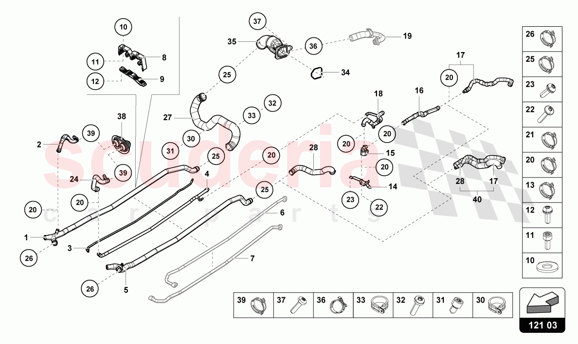 COOLANT HOSES AND PIPES CENTER of Lamborghini Lamborghini Huracan Evo Spyder 2WD