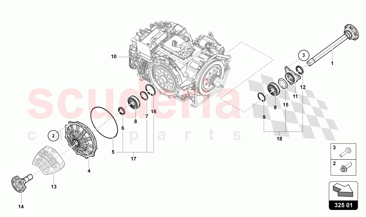 FLANGED SHAFT WITH BEARING of Lamborghini Lamborghini Huracan Evo Spyder 2WD