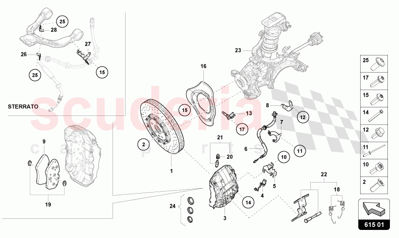 CERAMIC BRAKE DISC FRONT of Lamborghini Lamborghini Huracan Evo Spyder 2WD