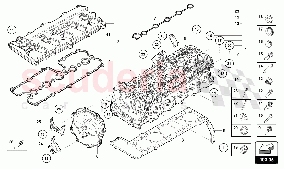 COMPLETE CYLINDER HEAD RIGHT of Lamborghini Lamborghini Huracan STO