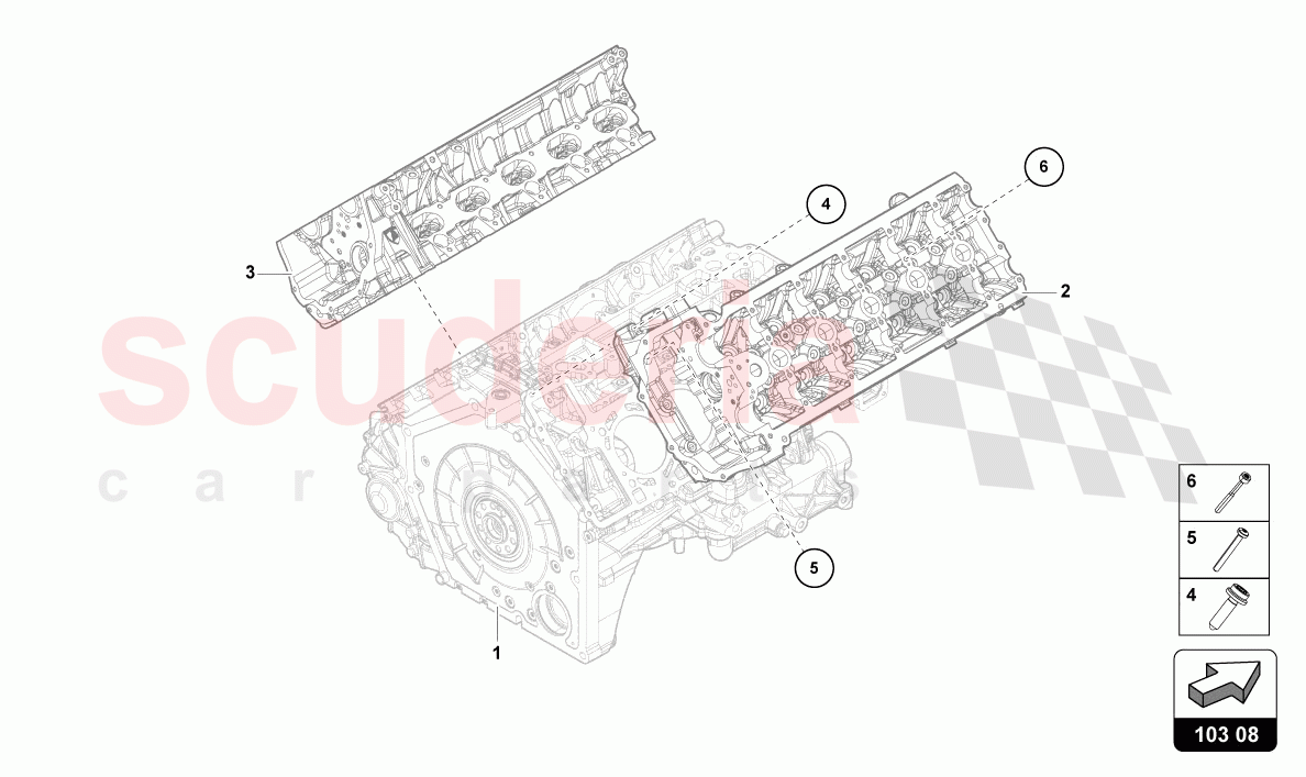 COMPLETE CYLINDER HEAD (WITHOUT CAMSHAFT AND WITHOUT  GLOW PLUG) of Lamborghini Lamborghini Huracan STO