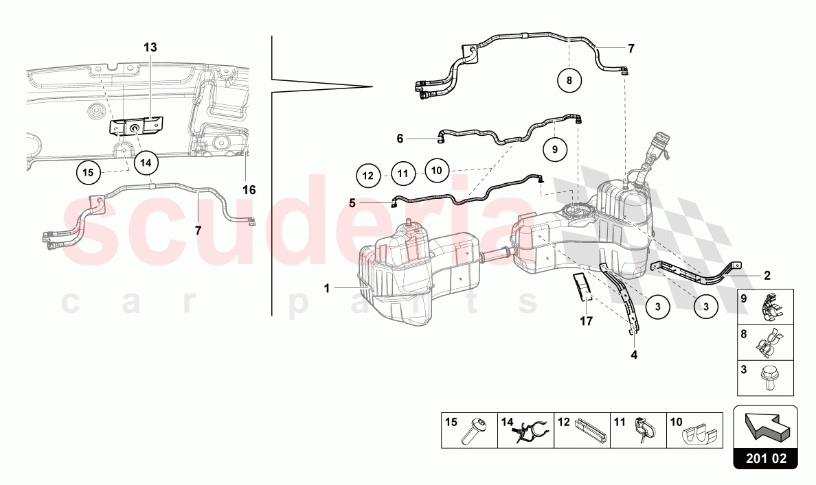 FOR FUEL TANK AND FUEL LINE FUEL LINE FASTENERS of Lamborghini Lamborghini Huracan STO