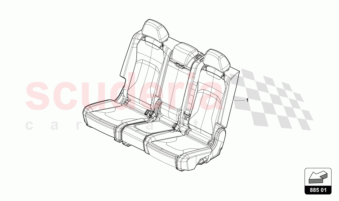 BENCH SEAT WITH BACKREST AND HEADREST of Lamborghini Lamborghini Urus S