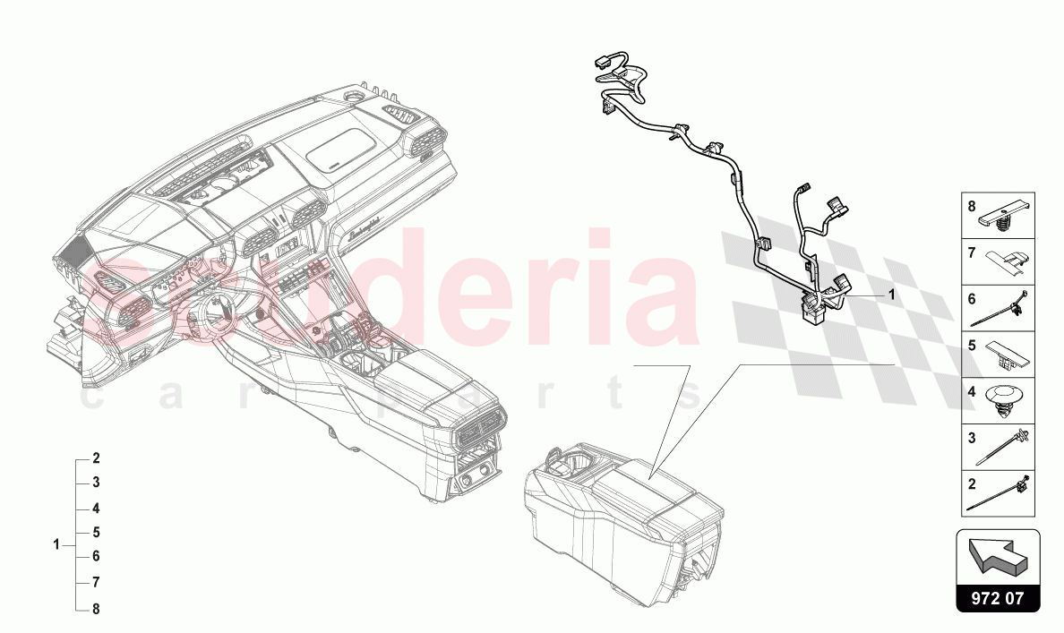WIRING HARNESS FOR REAR CONSOLE of Lamborghini Lamborghini Urus S
