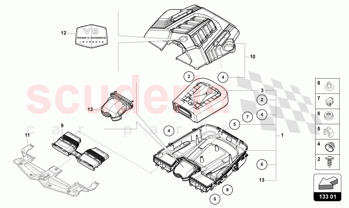 AIR FILTER WITH CONNECTING PARTS of Lamborghini Lamborghini Urus (2019-2022)