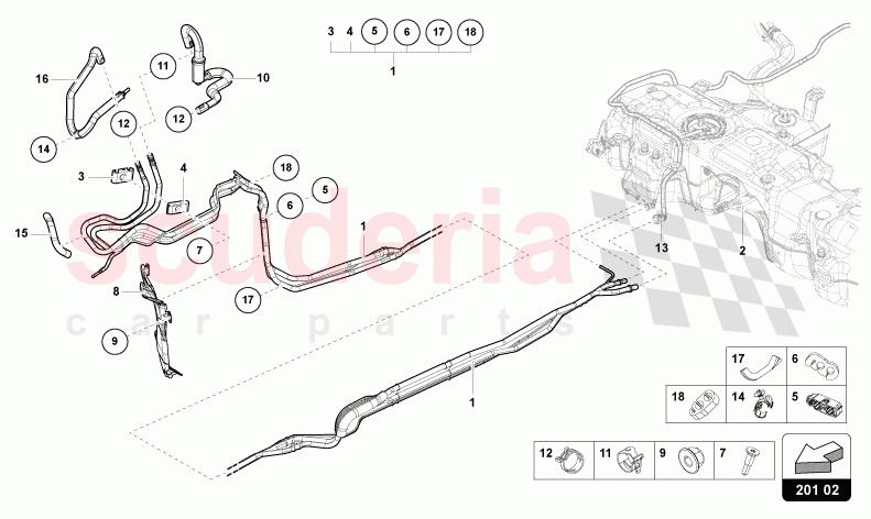 1 SET FUEL PIPES of Lamborghini Lamborghini Urus (2019-2022)