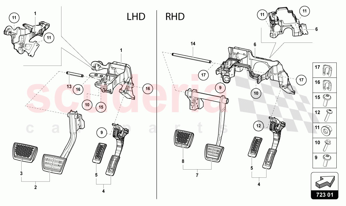 BRAKE AND ACCEL. LEVER MECH. of Lamborghini Lamborghini Urus (2019-2022)
