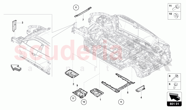 RETAINER FOR BATTERY of Lamborghini Lamborghini Urus (2019-2022)