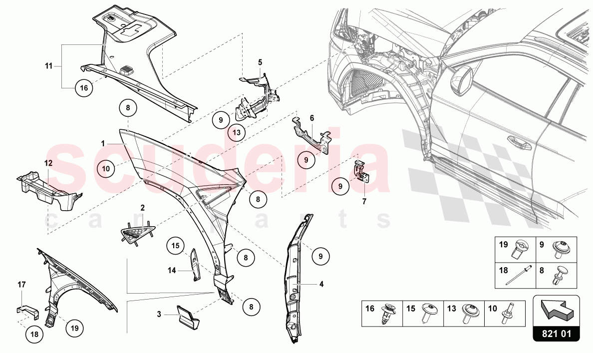 WING PROTECTOR FRONT of Lamborghini Lamborghini Urus (2019-2022)