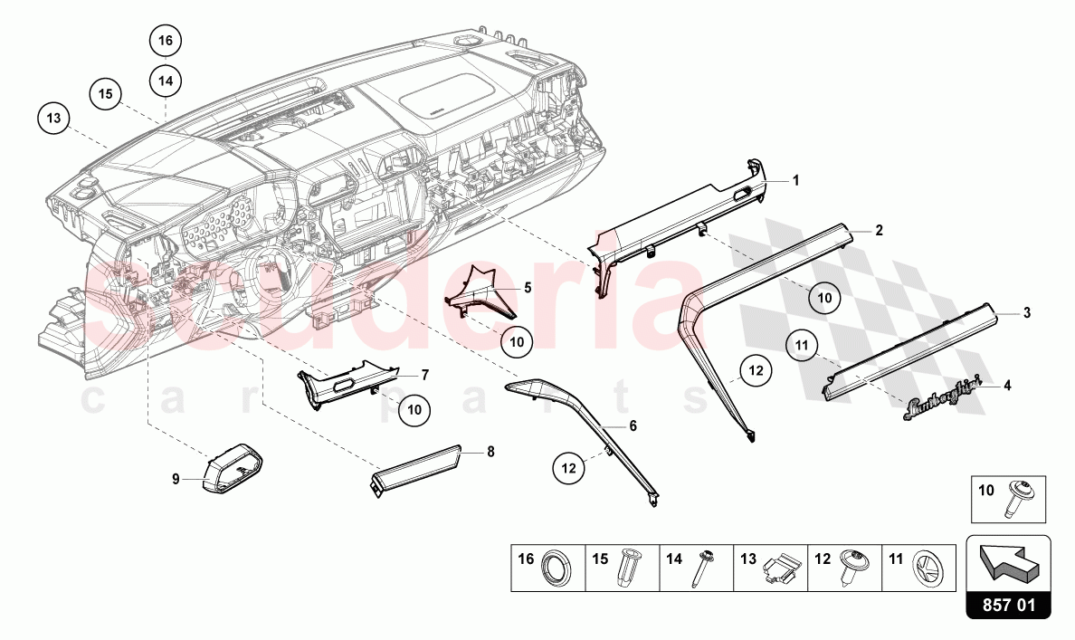TRIM PANEL FOR DASH PANEL of Lamborghini Lamborghini Urus (2019-2022)