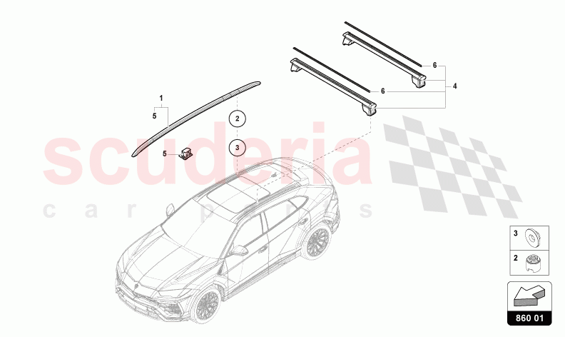 ROOF RAIL FRONT of Lamborghini Lamborghini Urus (2019-2022)