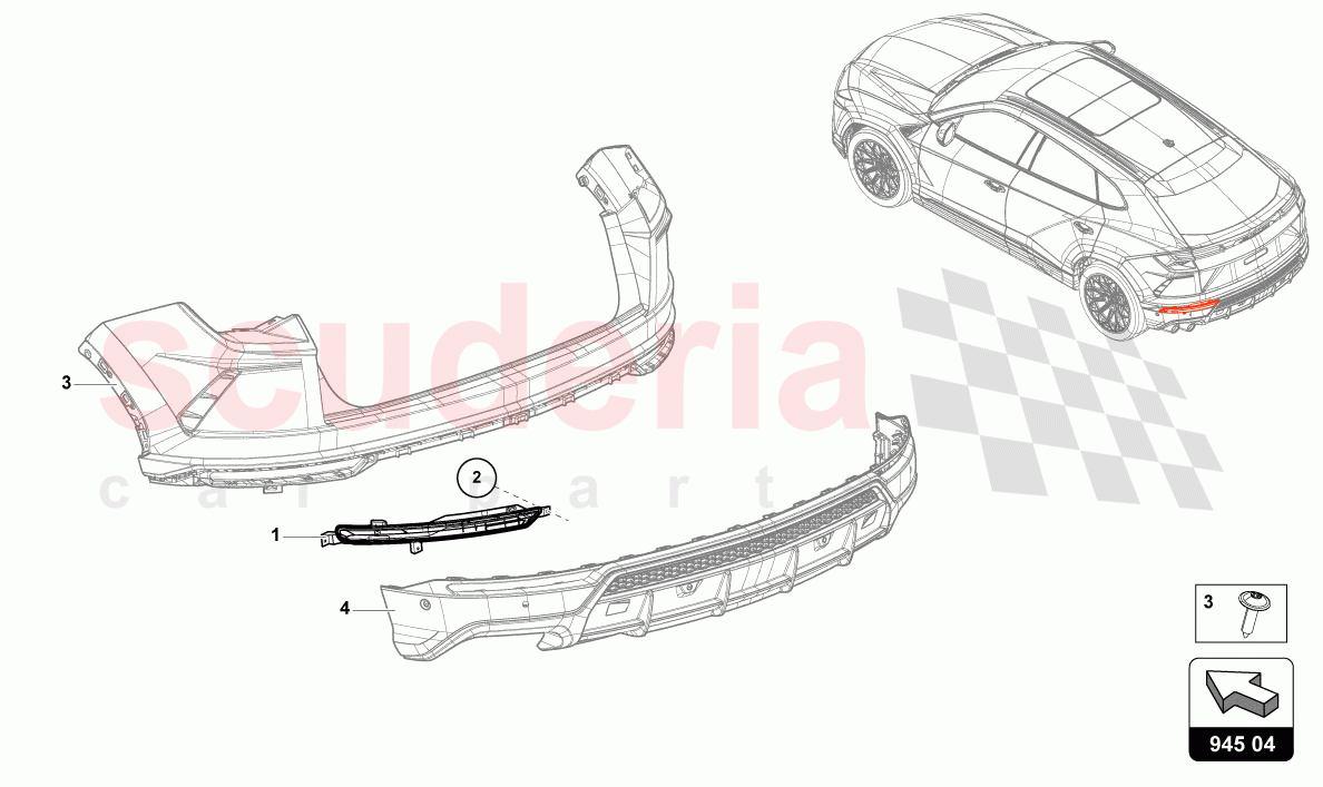 LED REAR FOG LIGHT of Lamborghini Lamborghini Urus (2019-2022)