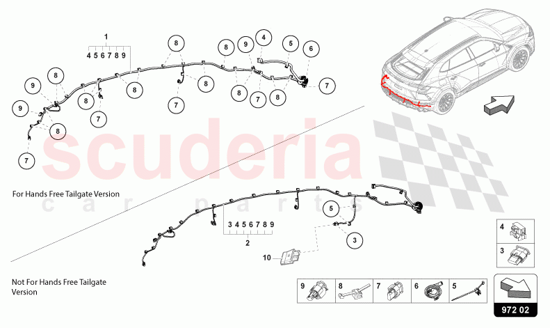 WIRING SET FOR BUMPER REAR of Lamborghini Lamborghini Urus (2019-2022)