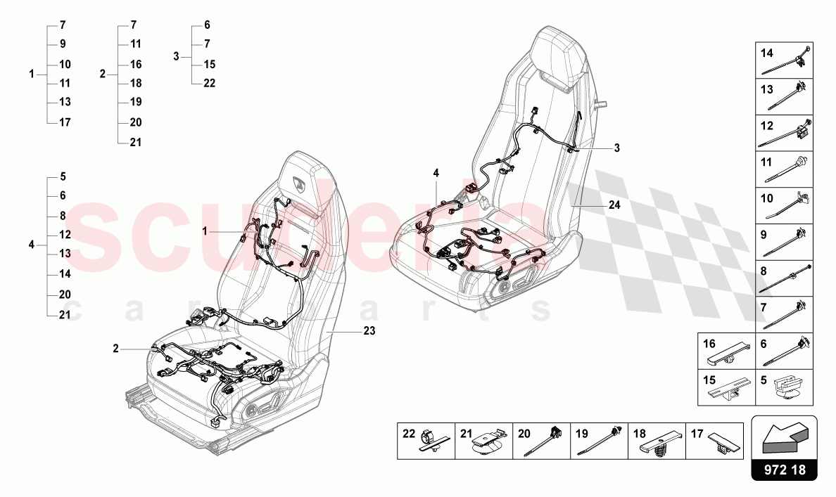 WIRING HARNESS FOR ELECTRICALLY ADJUSTABLE SEAT of Lamborghini Lamborghini Urus (2019-2022)