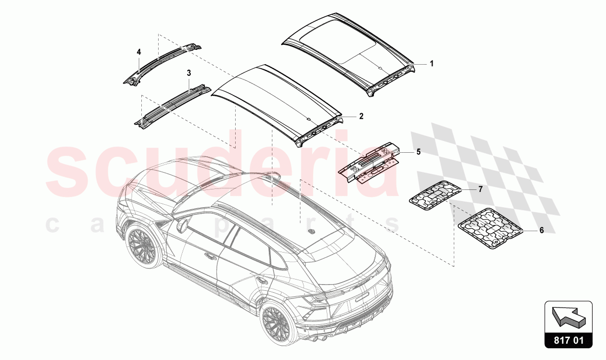 ROOF FRAME-OUTER PANEL of Lamborghini Lamborghini Urus Performante