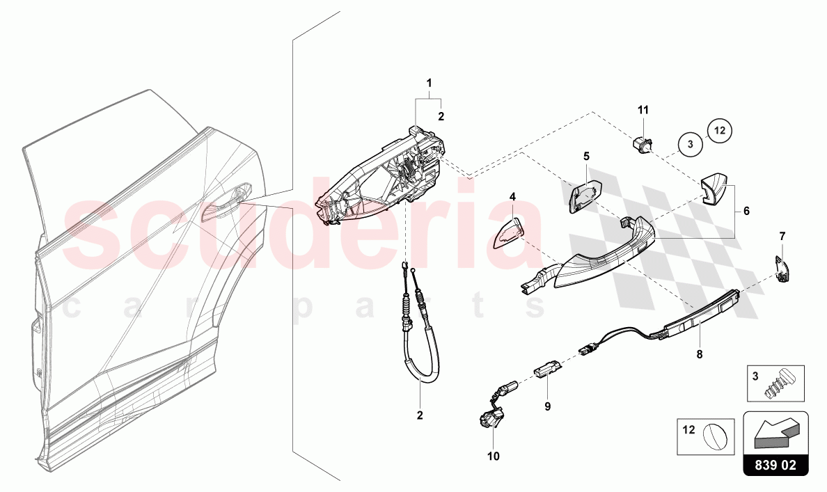 DOOR HANDLE, EXTERIOR REAR of Lamborghini Lamborghini Urus Performante