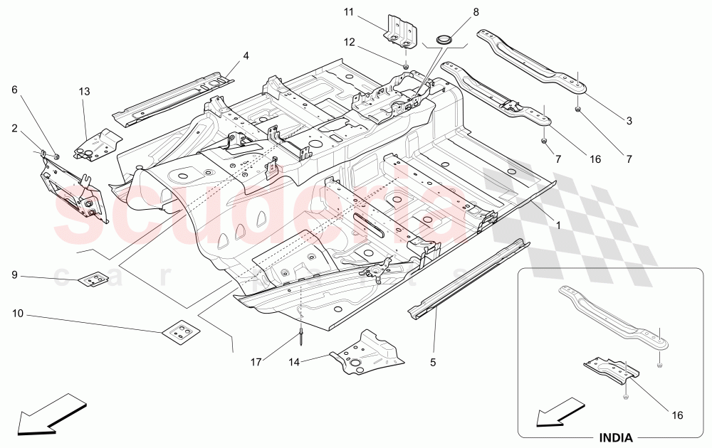 CENTRAL STRUCTURAL FRAMES AND SHEET PANELS of Maserati Maserati Ghibli (2017+) Diesel