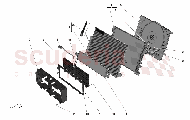 COOLING: AIR RADIATORS AND DUCTS of Maserati Maserati GranCabrio M189    AUTOMATIC 4WD 3.0 BT V6 490 HP