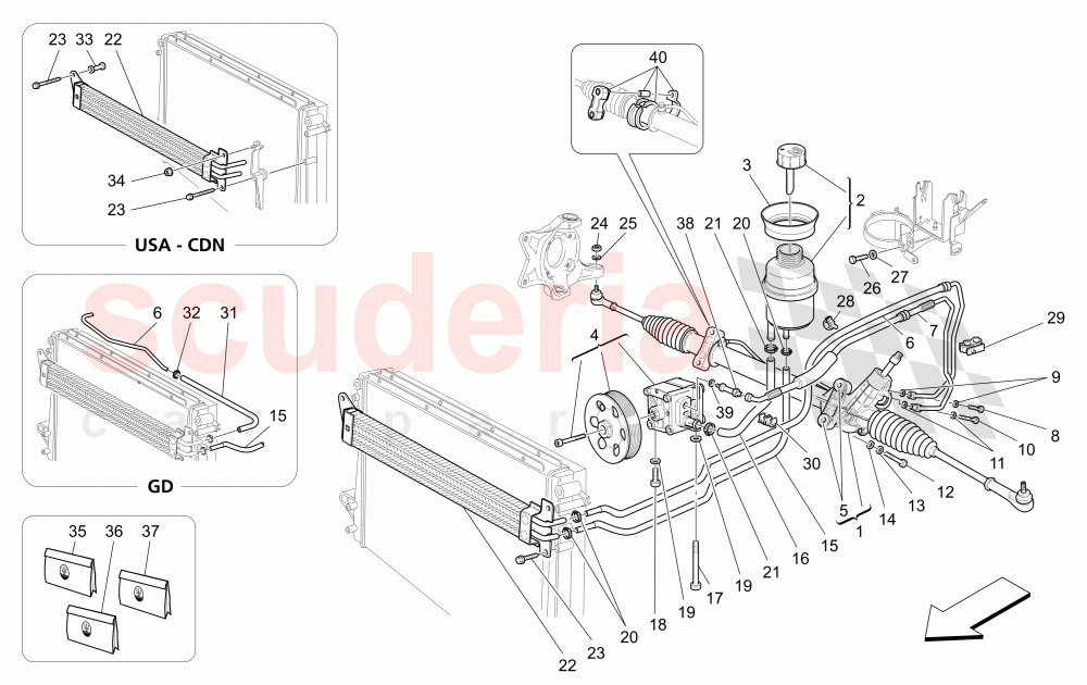 STEERING RACK AND HYDRAULIC STEERING PUMP of Maserati Maserati 4200 Coupe (2005-2007) CC