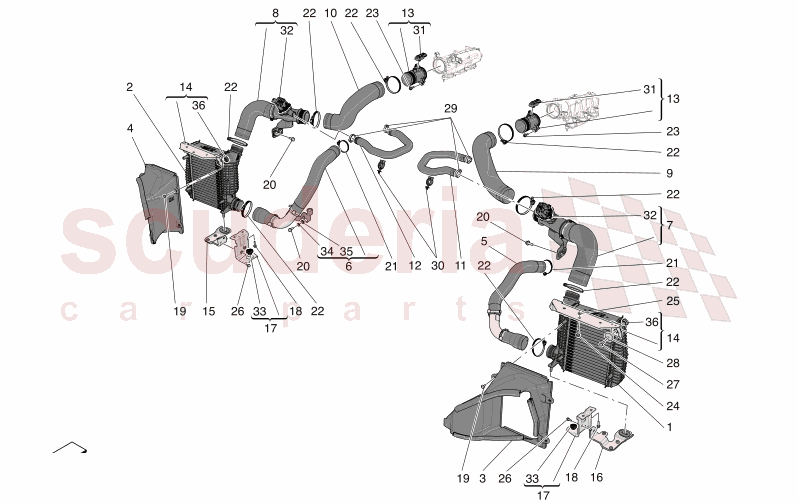 INTERCOOLER SYSTEM of Maserati Maserati GranCabrio M189    AUTOMATIC 4WD 3.0 BT V6 490 HP