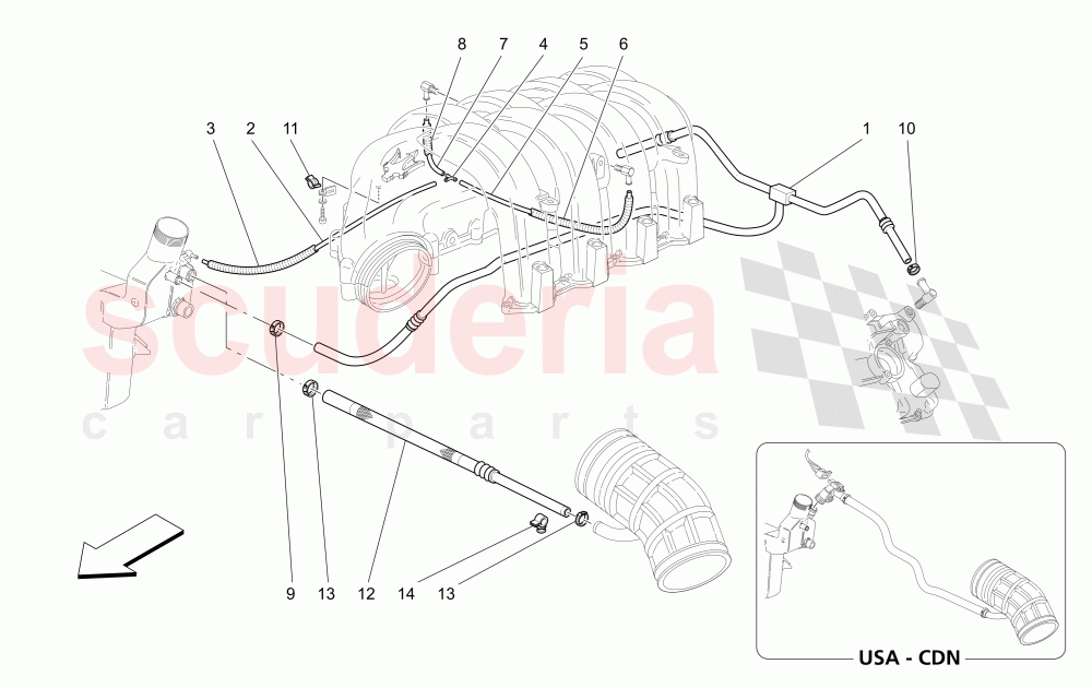 OIL VAPOUR RECIRCULATION SYSTEM of Maserati Maserati 4200 Coupe (2005-2007) GT