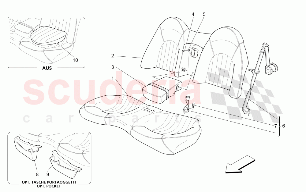 REAR SEATS: TRIM PANELS (Includes seat belts) of Maserati Maserati 4200 Coupe (2005-2007) CC