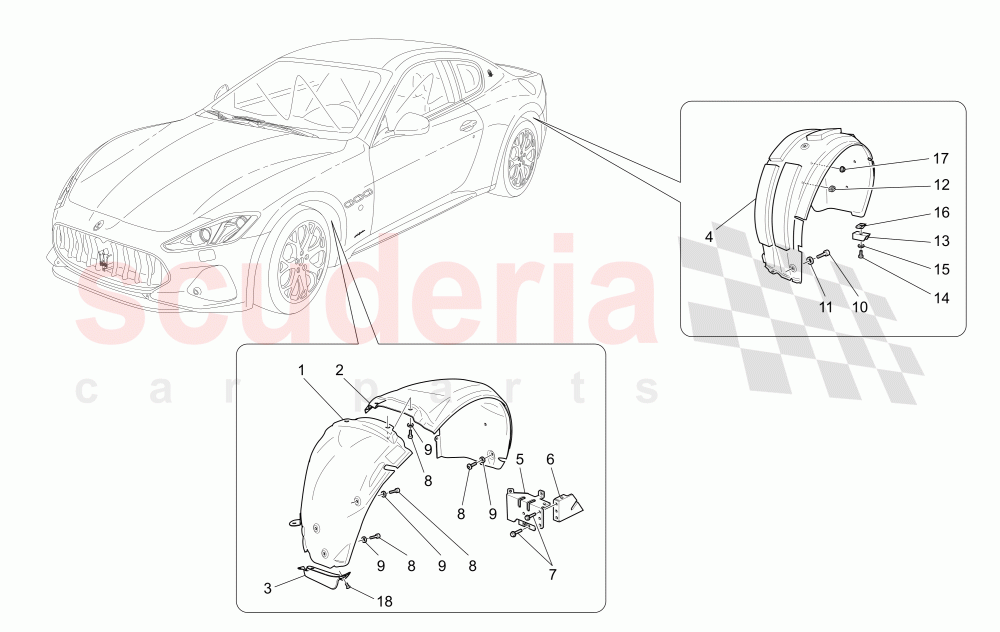 WHEELHOUSE AND LIDS of Maserati Maserati GranTurismo (2017+) Sport Auto