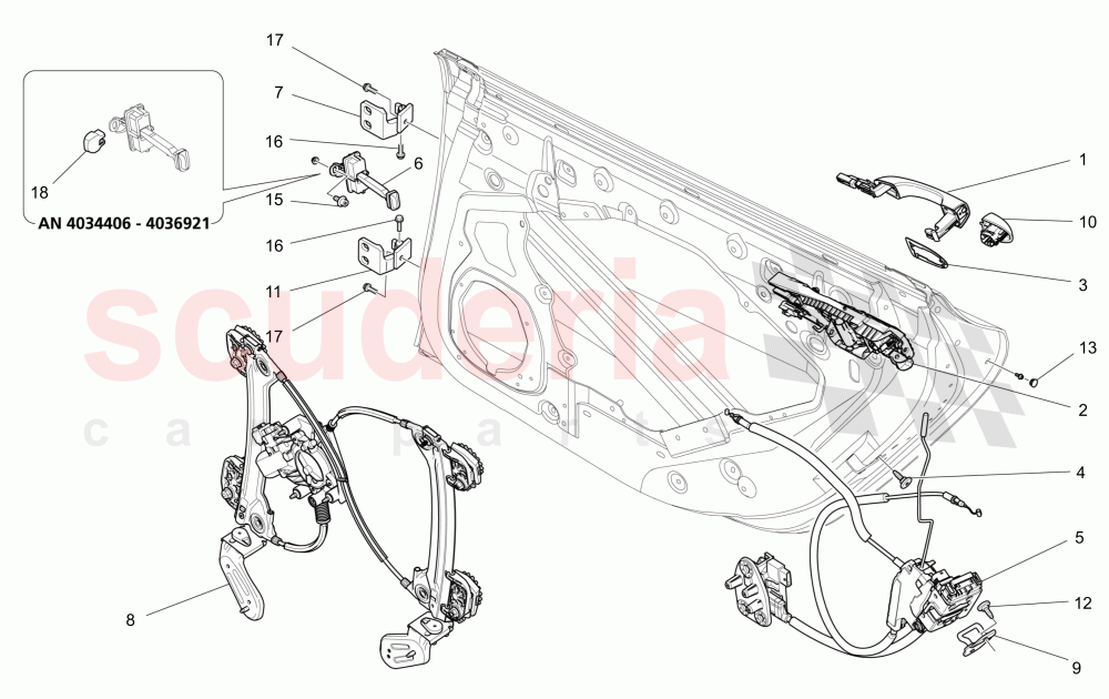 REAR DOORS: MECHANISMS (Available with: CENTRALIZED ELECTRICAL LOCKING) of Maserati Maserati Quattroporte (2017+) S Q4