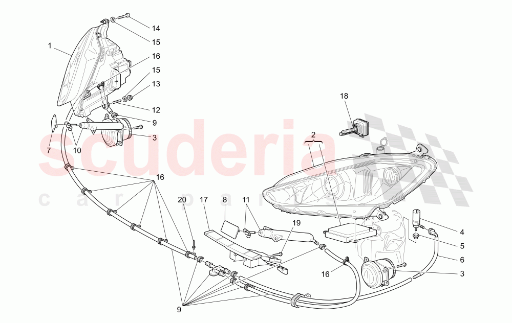 HEADLIGHT CLUSTERS (Available with: SportNot available with: Special Edition) of Maserati Maserati GranCabrio (2011-2012) Sport