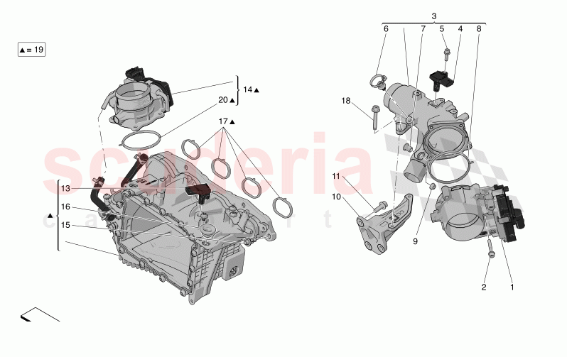 INTAKE MANIFOLD AND THROTTLE BODY of Maserati Maserati Grecale GT Automatic 2.0 T4 4WD 300HP MHEV