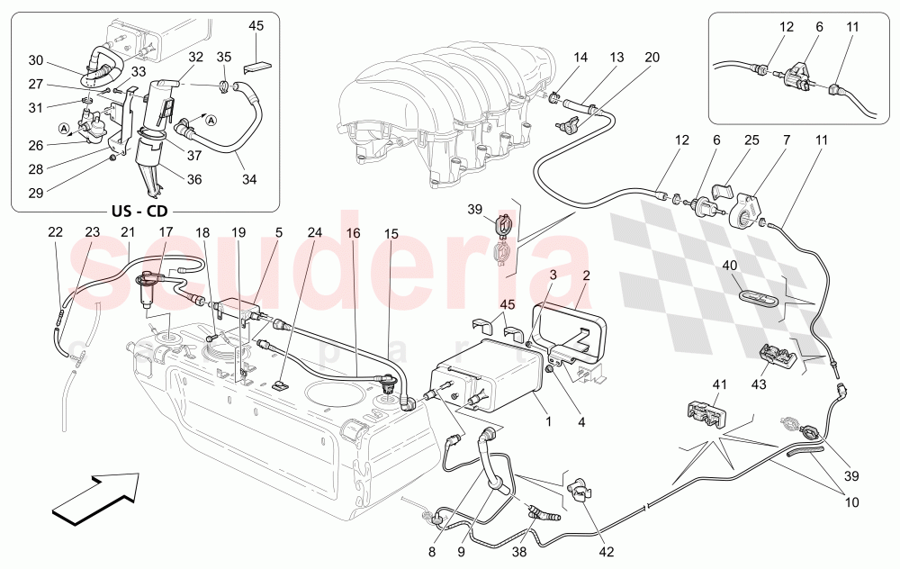 FUEL VAPOUR RECIRCULATION SYSTEM of Maserati Maserati GranTurismo (2012-2016) Sport CC