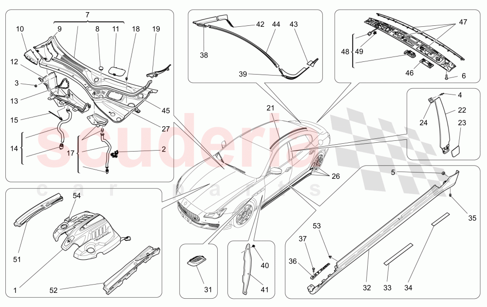 SHIELDS, TRIMS AND COVERING PANELS of Maserati Maserati Quattroporte (2013-2016) S Q4