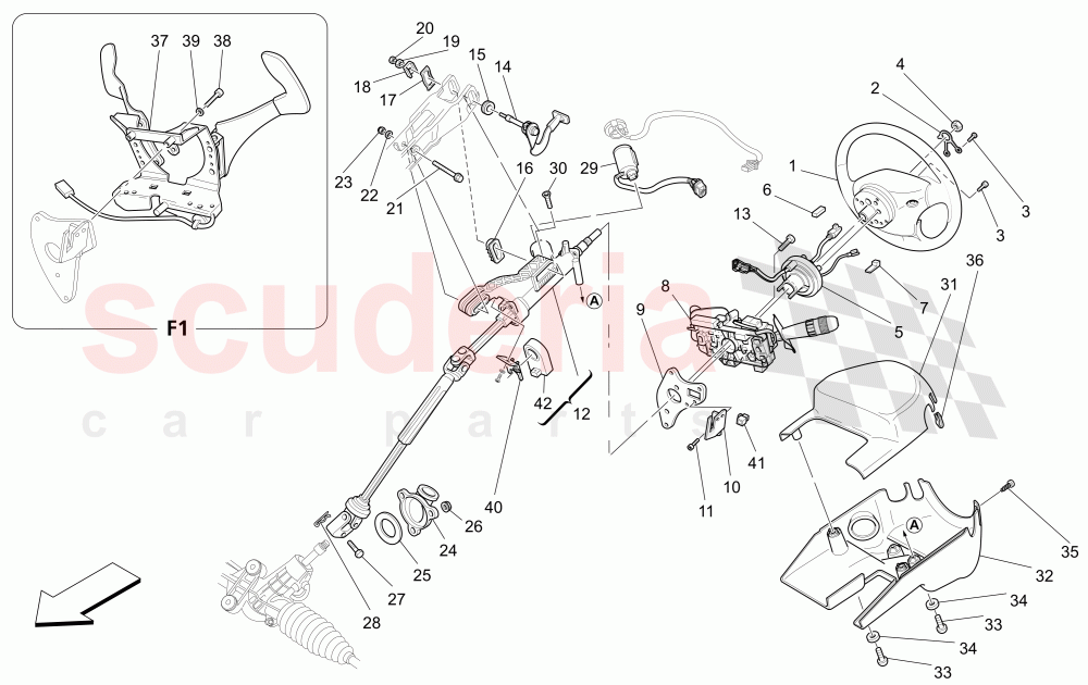 STEERING COLUMN AND STEERING WHEEL UNIT of Maserati Maserati 4200 Coupe (2002-2004) CC