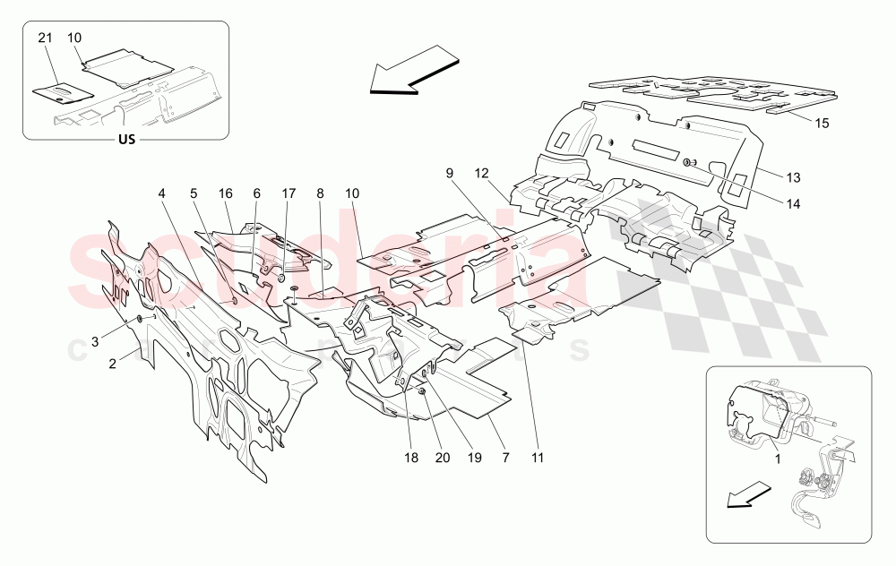 SOUND-PROOFING PANELS INSIDE THE VEHICLE of Maserati Maserati Quattroporte (2003-2007) DuoSelect