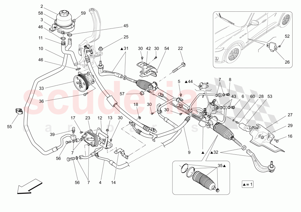 COMPLETE STEERING RACK UNIT of Maserati Maserati Levante (2017+) S