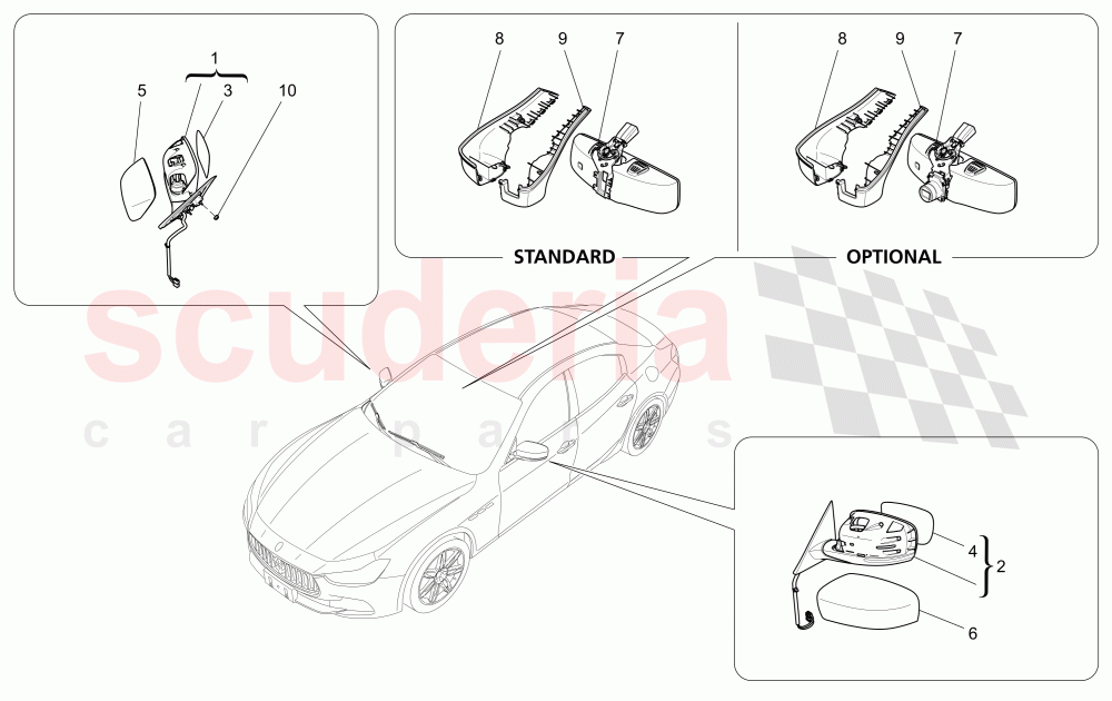 INTERNAL AND EXTERNAL REAR-VIEW MIRRORS of Maserati Maserati Ghibli (2014-2016)