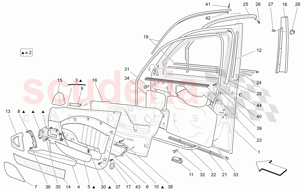 FRONT DOORS: TRIM PANELS of Maserati Maserati Quattroporte (2008-2012) S 4.7