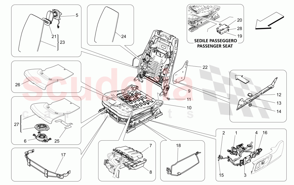 FRONT SEATS: MECHANICS AND ELECTRONICS (Not available with: Rear Seat Entertainment+Tv Tuner (DVBT), SPORT EQUIPMENT) of Maserati Maserati Quattroporte (2017+) Diesel